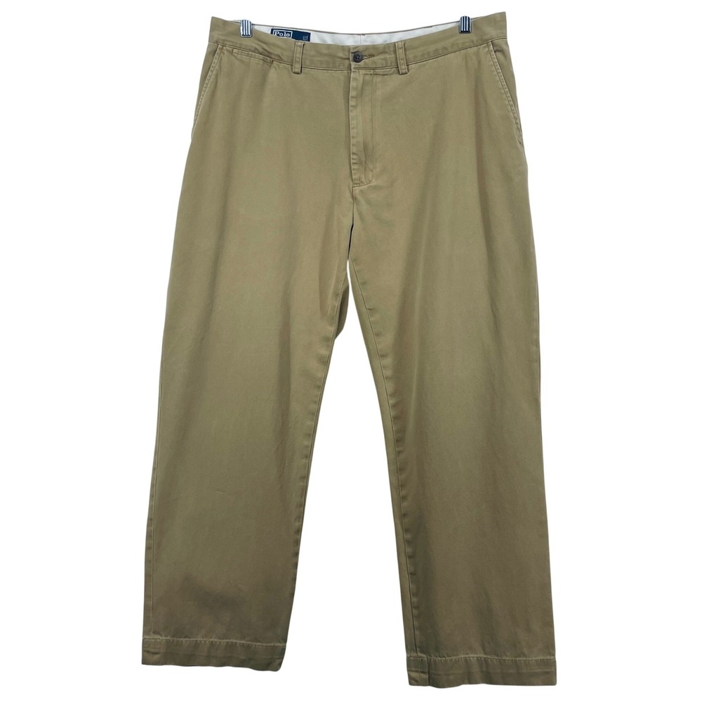 Polo Ralph Lauren Mens 38x30 Chino Pants Tan Khaki Straight Leg Cotton Pony Logo